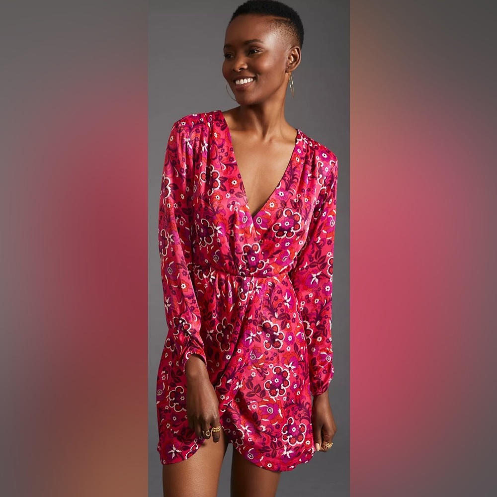 MAEVE WRAP MINI DRESS-PINK COMBO-Size: M. NWT. Gorgeous Dress!!